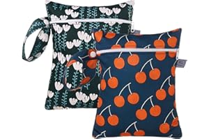 SEAUR 2 Stück Stoffwindeltaschen wasserdichte Nasstasche mit Reißverschluss Tragbare Windeltaschen für BabywindelnToilettenartikel Farbe 7 (ES075-012)