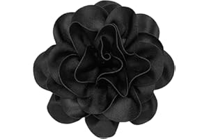 CREATCABIN Broche Grande Fleur 20cm Broche Camélia Noire Extra Large Broches pour Vêtements Épingles Revers Amovibles Tissu Satiné Broche pour Femmes Robes Mariage Fête Banquet Costume Accessoires