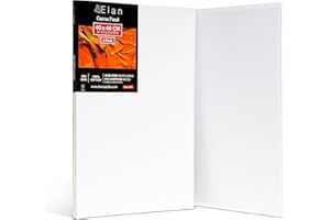 Elan Panneau Toile Peinture 40x60, Lot de 6 Toiles à Peindre 100% Coton Sans Acide, 280GSM Carton Entoilé, Toile a Peindre, Canvas Toiles Peinture