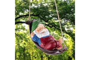 ALADENO Statua di Altalena Gnomo da Giardino Esterni Resina Statua Nani Giardino Statuetta Impermeabile Sculture Ornamenti per Casa Decorazioni Adatto per Giardino Balcone Cortile Prato Giardino Regalo