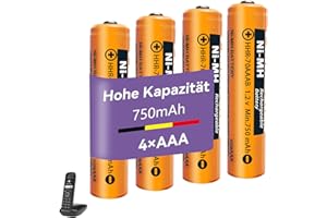 ZZWJBCYLE NI-MH Akku AAA 750mAh (1.2V) für Gigaset Schnurlos Telefone, Wiederaufladbare Batterien AAA für Panosonic - 4er Pack