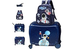 R.Leone Valigia Cavalcabile per Bambina EasyJet 45x36x20 cm + 30x23x14 cm Set 2 Pezzi Trolley Bagaglio a mano 4 Ruote e Zaino 325 (Space, Set 2 Pezzi S+XS)
