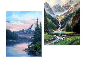 PUJEKNM 2 Stück Diamond Painting Erwachsene Landschaft-Berg 5D Diamant Painting Set Bilder Erwachsene,DIY Personalisiert Basteln Bilder Dekorationen für Home Wand Décor(2er set,30x40cm)