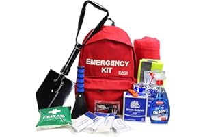 EVAQ8 Professional Winter Car Survival Kit With Long-Life Food, Water And Shelter Supplies For Stormy Weather Comprehensive 20-Piece Emergency Pack