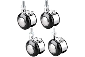 LLPEIJIE026 4 Pièces Roulettes Pivotantes Pour Meubles, M6 / M8 Chariot De Chaise Roulettes Filetées Avec Frein Roulettes En Alliage De Zinc,Pour Tables De Chevet, Tables Pliantes,1,5 Pouces(M8)