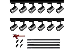 BRAVSEKAI focos led interior techo kit completo de iluminación de riel 12 luces,Track Lighting plafon foco techo lampara industrial techo de ángulo ajustable,20 W 3000K cálido,de riel adicionales de 4m