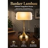 Neo Vista Banker Masa Lambası Beyaz Cam Eskitme G&ouml;vde E27 Duy Retro Dekoratif