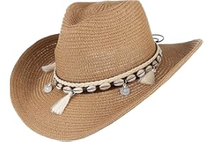 GEMVIE Sombreros de Paja para Mujer Sombrero de Sol Gorra de Playa con Cinta de Concha + UPF50 Ajustable y Empacable Mujer Sombrero de Verano Fedora Trilby