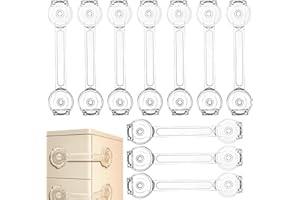 BEKKLPOU 10 pezzi di sicurezza per bambini in stile lungo, per armadi cassetti sicurezza per bambini serratura regolabile facile da usare e senza forare (trasparente)