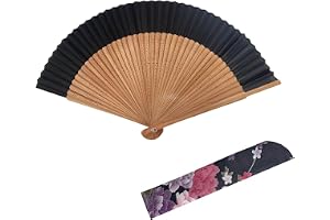 GWAWG Fällbar solfjäder i bambu och siden, hopfällbara fläktar, vintage japansk kinesisk fläkt, bambu solfjädrar med tofsar för bröllop, dans, fest, dekoration, musikfestival, performance