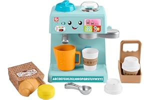 Fisher-Price Kleinkinderspielzeug Mein Barista-Set mit Lernstufen und 10 Teilen ab 18 Monaten, mehrsprachige Version, HYR98