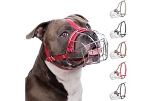 BRONZEDOG Pitbull - Bozal para Perro, Cesta de Metal Transpirable para Perros Grandes, Amstaff Staffordshire Terrier, morder, Masticar, ladridos (Rosa)