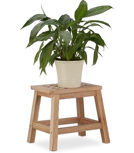 Jasaly Lot De 2 Mini Supports Bancs En Bois Pour Plantes – Style Naturel Marron Foncé, Intérieur & Extérieur, Taille M