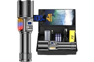 BEYSTE Torcia LED Potente Professionale 500000 Lumens, Torcia LED Ricaricabile USB C, Torce LED Alta Potenza Ricaricabili, 9 Modalità, Con Luce Laterale COB, Per Campeggio Trekking Emergenza