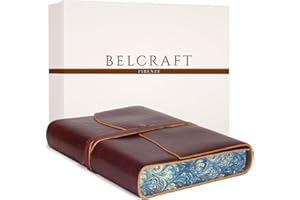 BELCRAFT Venezia Romantica Journal Intime/Carnet de Notes en cuir de fabrication artisanale Italienne, Journal de Voyage, Notebook, Cadeau Spécial (12x17 cm)