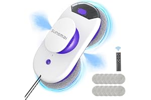 SUNSMAI Dual Side Spray Fensterputzroboter, Anti-verstopfungsfreie Elektrisch Automatischer Fensterroboter mit Wassersprühfunktion,3800pa Starke Anti-Drop Automatischer Fensterputzer,12 Tücher (Lila)