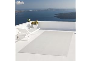 Taracarpet Outdoor Teppich Wetterfest Wohnzimmer Balkon Küchenteppich Flachgewebe Sisaloptik Einfarbig Uni Creme Weiss 080x150 cm