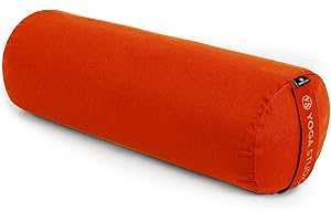 Yoga Studio Yoga Bolster Cushion | EU Organic Buckwheat Hulls Filling | (GOTS Certified) | Removable Washable Organic Cotton Outer Cover | Great for Yoga, Meditation