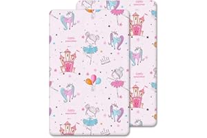 HAJRAN LINEN 2x Chico, Next to Me Compatible Crib Fitted Sheets (85 x 51 cm) - 100% Cotton, Soft & Comfy, Antiallergic & Breathable (Baby Pink Princess, 85 x 51 cm)