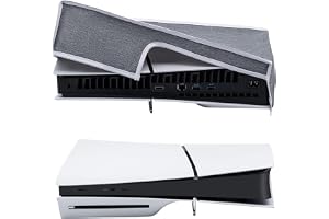 Horizontal Dust Cover for PS5 Slim Console, 1680D Oxford Cloth Anti-Scratch Case, Backend Cutaway Design Protective Case, Compatible with PlayStation 5 Slim Console Digital and Disc Edition, Gray