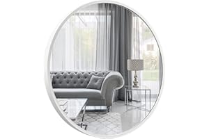 GOLD&CHROME UNIQUE DESIGN Lustro ścienne, okrągłe, z aluminiową ramą - Biały ⌀80 cm Lustro pokryte teflonem, odporne na wilgoć - Rama lustra o głębokości 2 cm