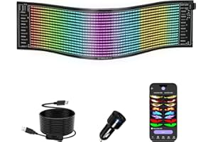 JDVOOTD Flexibler LED Anzeigetafel, 37 x 9.2cm – Programmierbare RGB-Anzeige per Bluetooth Smart App, Lauftext & Animationen für Partys, Werbung, Deko, Home-Bar, Spielzimmer