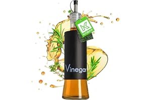 Donatore Kadax per condimento liquido, bottiglia di vetro con elementi in acciaio, distributore di vetro per olio, vinaigrette, contenitore olio, distributore di olio d'oliva (vinaigrette, nero)