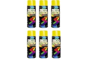 DECO COLOR Fahrzeugteile Hoffmann 6er Sparpack DC Lackspray glänzend 400ml nach RAL freie Farbauswahl (6 Dosen in gelb glanz RAL 1023)