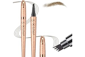 AUCANNIO Eyebrow Pen, Tattoo Eyebrows Pen with 4 Micro Fork Tip, Waterproof Microblading Liquid Brow Tattoo Tint Pencil, Smudgeproof Fine Sketch Long Lasting Brow Tint for Makeup Beginners (Light Brown)