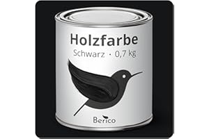 Berico Holzfarbe - Schwarz - 0,7 Kg - 3in1 Premium Holzlack - Für Innen und Außen - Robust & Wetterfest