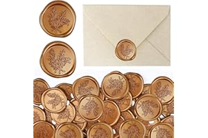 WEFHEF 50PCS Sellos de Cera Autoadhesivo Pegatinas, Sellos de Lacre Adhesivo con Patrón de Romero, pegatinas para Sellar Sobres Doradas, Juego de Sellos de Pegatinas para Sobres de Boda Invitacion