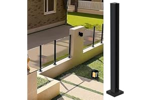 CVTER Palo per Balaustra in Vetro Nero - 95cm per Ringhiere in Vetro Topless per Terrazzo, Gradini, Balcone, Piscina, Giardino, Scale Sel Patio - In Acciaio Inossidabile
