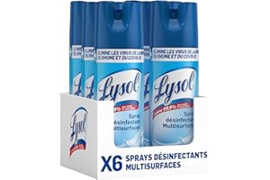 Lysol Spray Désinfectant Antibactérien Elimine 99,9% des Virus et des Bactéries , Multi-Surfaces et Textiles, sans Javel, Parfum Frais - 400ml x 6 unités