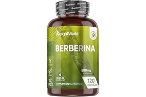WEIGHTWORLD Berberina 500mg, 120 Cápsulas, 95% de Alcoides, Para 4 Meses de Suministro - Suplemento de Berberine Apto para Veganos, Sin Alérgenos, Sin Gluten y Sin OGM