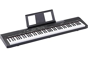 Amazon Basics 88 Semi-Weighted Keys Portable Digital Piano with Sustain Pedal, 2 Speakers, 140 Timbres, 200 Rhythms, 16 Demo Songs, Metronome, Lesson Mode, Black