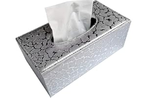 LLRY PU Leather Household Office Rectangular Tissue box Paper Holder Box Cover Case Napkin Holder Car Automotive Decoration (White Lightning)