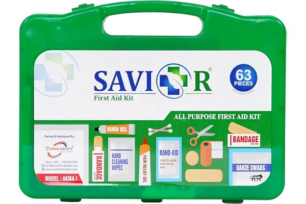 TECHNOSPILL All-in-One First Aid Kit 63-Piece Emergency First Aid Kits Supplies for Home, Office, Car, Travel, and Outdoor Adventures