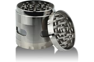 DCOU Premium Herb Grinder 2.2 Inches 4 Piece with Pollen Catcher Durable Zinc Alloy Grinder Spice Grinder (Gunmetal)
