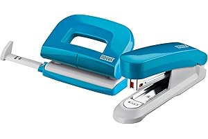 Novus 020-1876 Twin Set Stapler with Punch E 15/E 210 – Desk Set Petrol