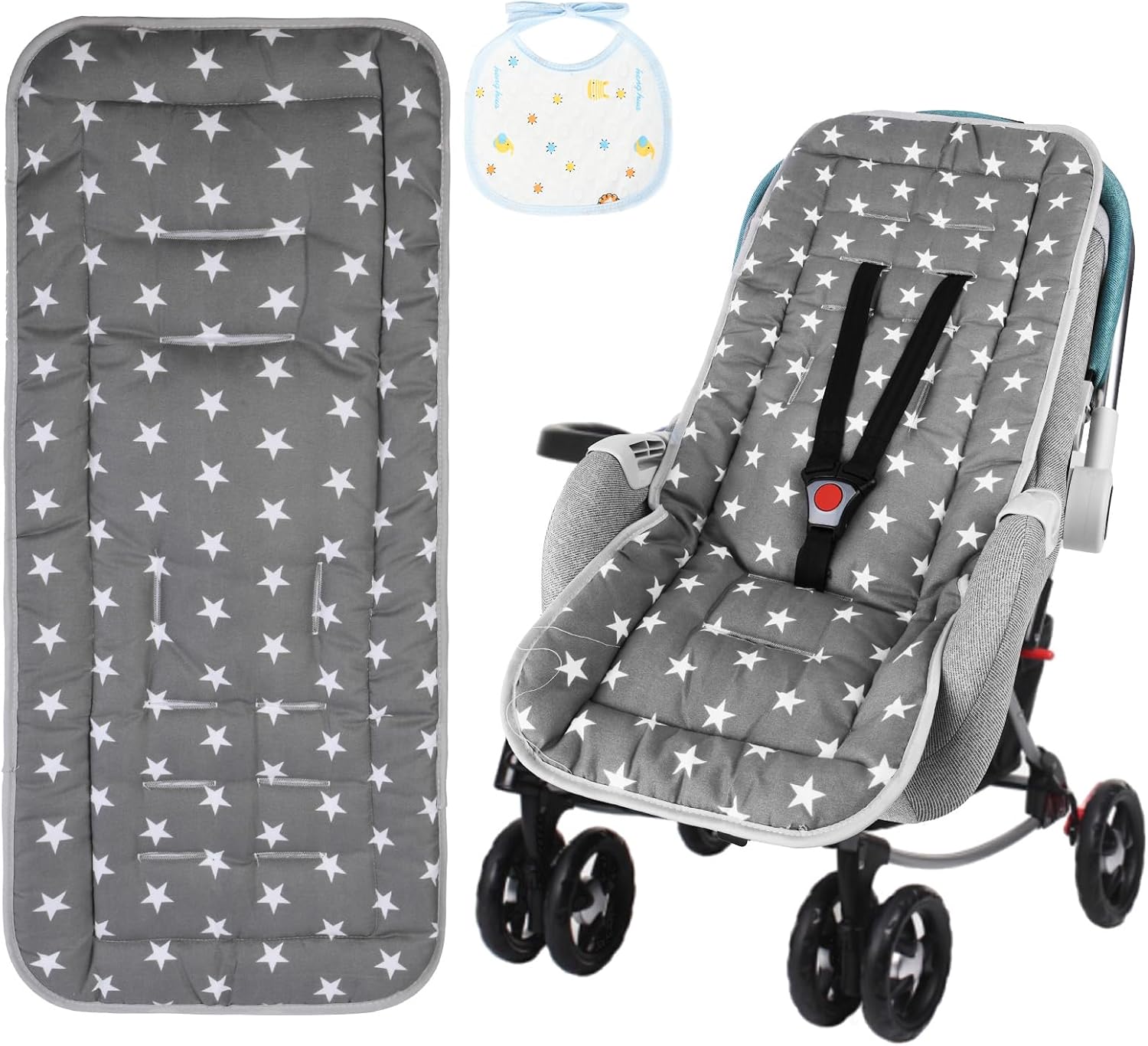AOGOE Colchoneta para Sillas de Paseo, Cojín Carro Bebe Universal, Forro de Cochecito de Bebé, Forro para Asiento de Cochecito para El Cochecito y Asiento Carro, Transpirable Suave Algodón