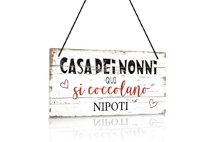 Putuo Decor Cartello Casa dei Nonni - Targa in PVC con Scritta Si Coccolano Nipoti - Decorazione da Parete per Nonni e Famiglia