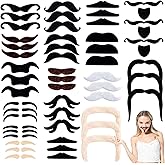 Auto-adhésives Faux Moustache Set Fausses Moustaches Set Nouveauté Fausses Moustaches Convient pour Soirées Costumées Fête de