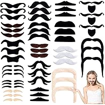 Set Di 24 Baffi Finti Autoadesivi - Per Feste, Halloween E Costumi, In Fibra Artificiale, 12 Stili Diversi - Foto 4