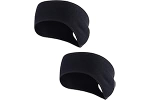 QKURT 2PCS Fleece Ponytail Headband, Lightweight Winter Headband Ear Muff Polar Sport Band for Women Running Yoga Skiing Outside Sport