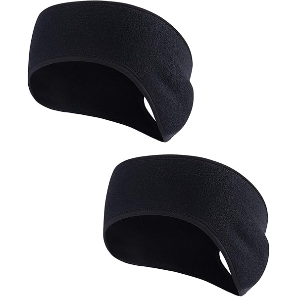 Cache Oreille Femme Cache-Oreilles Sport Hiver - Lot De 2 - Polaire - Course, Ski - Noir/Gris Bandeau Hiver