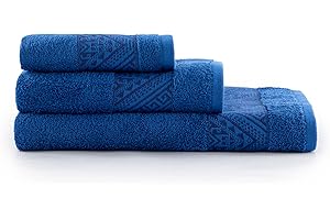 Bassetti, Set Asciugamani Bagno, 1+1, 100% Cotone, 430gsm, 40x60cm, 60x110 cm, Blue Moon
