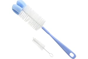 Babyono BBYONOBOTTEATBRUSH Szczotka do Butelek dla Dzieci, Niebieski/Biały, 31cm