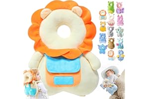 SYEEFULA Wonder Baby Head Protector, Wonderbaby Head Protector, Baby Head Protector Backpack, Baby Backpack Head Protection Pillow, Baby Fall Back Head Protector for Baby Walking (Beige Lion)