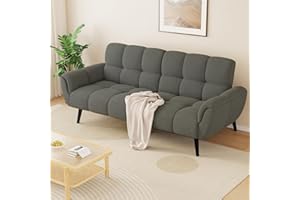 HIPIHOM Sofa Mit Schlaffunktion, Klappsofa Sofa 3 Sitzer, Schlafsofa 155x85cm, Bequemes Geeignet Für Wohnzimmer, Büro, Lounge, Zimmer, Schlafzimmer (Zweites Grau)
