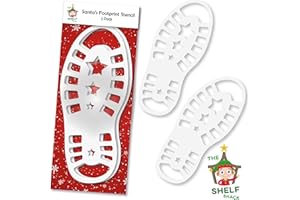 THE SHELF SHACK 2 Pack Santa Footprint Stencils - Durable Reusable Plastic for Father Christmas Boot Foot Snow Templates